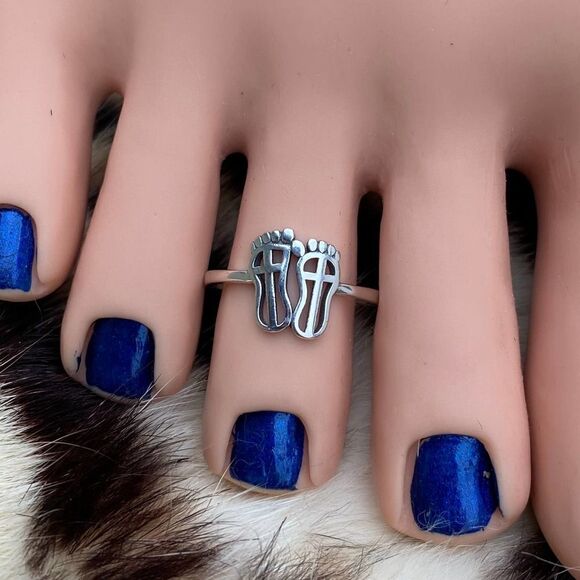 Feet Sterling Silver Toe Ring - Picture 2 of 4